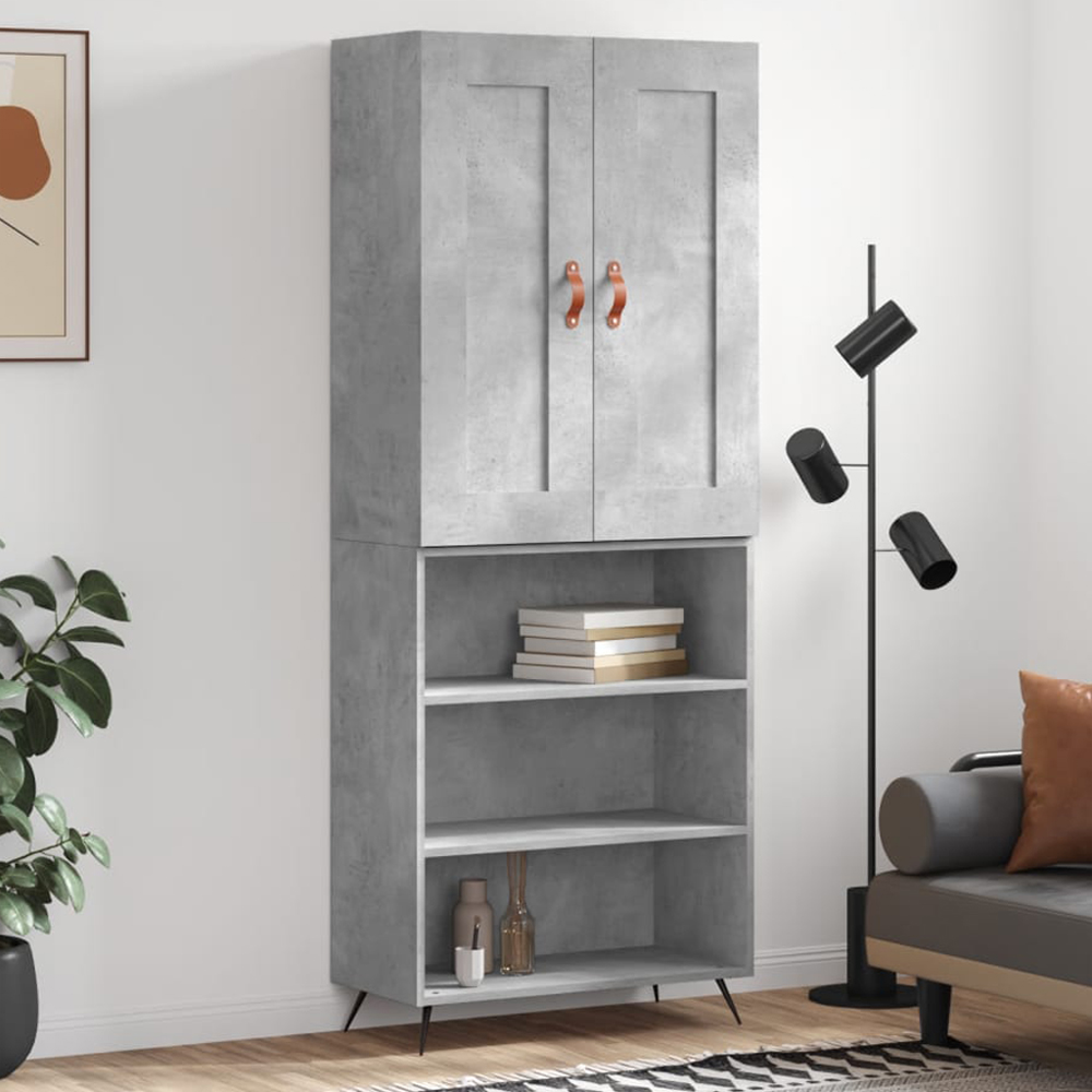 vidaXL 2 Door 3 Shelf Concrete Grey Wide Highboard Image 1