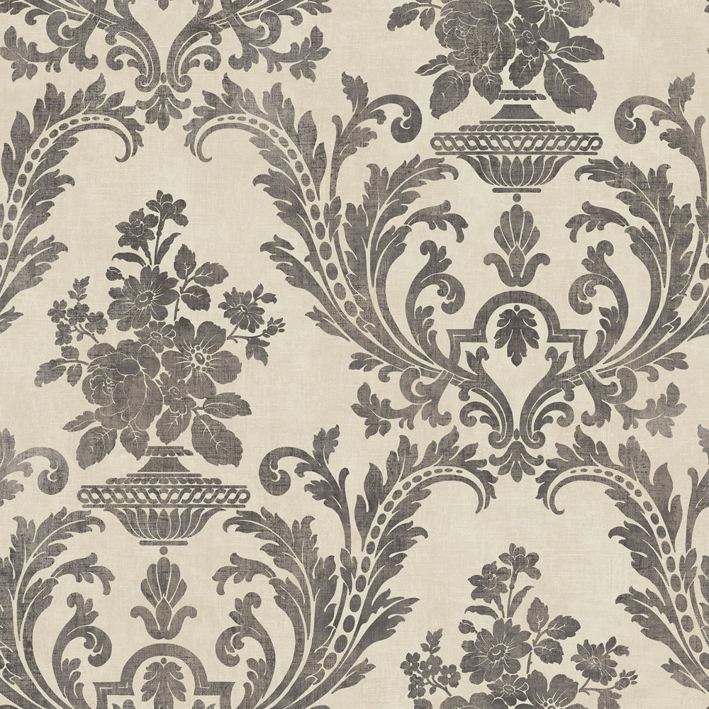 Galerie Stripes and Damask 2 Beige and Black Wallpaper Image 1