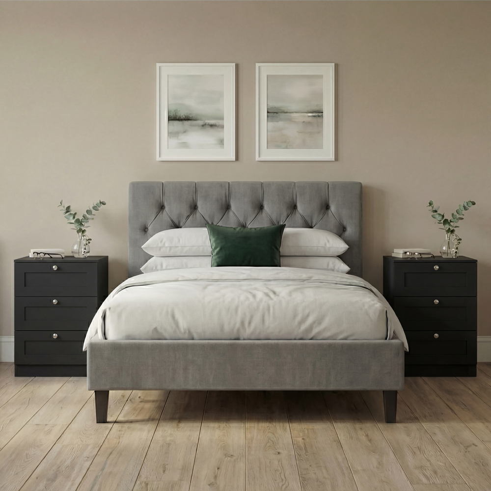 VIDA DESIGNS Altino 3 Drawer Black Shaker-Style Bedside Chest Set of 2 Image 4