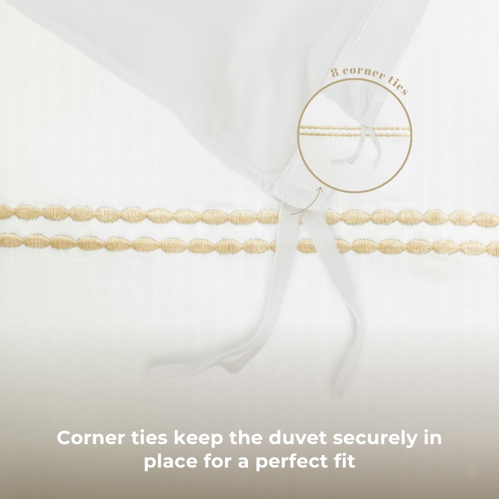 MHG Living Super King Size Kensington Gold 200 Thread Count Duvet Cover Set Image 6