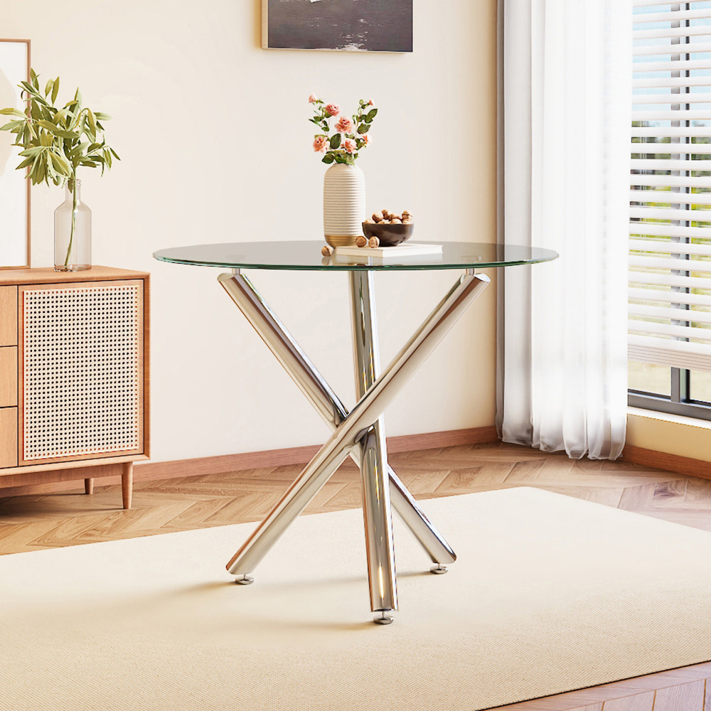 Living and Home Tempered Glass Round Coffee Table Image 7