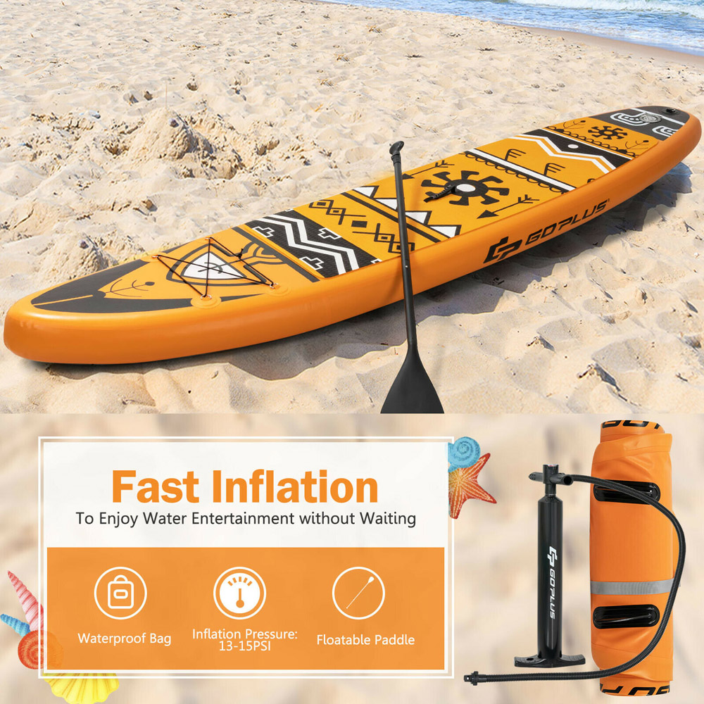 Costway Orange Inflatable Stand Up Paddle Board Set 11ft Image 5