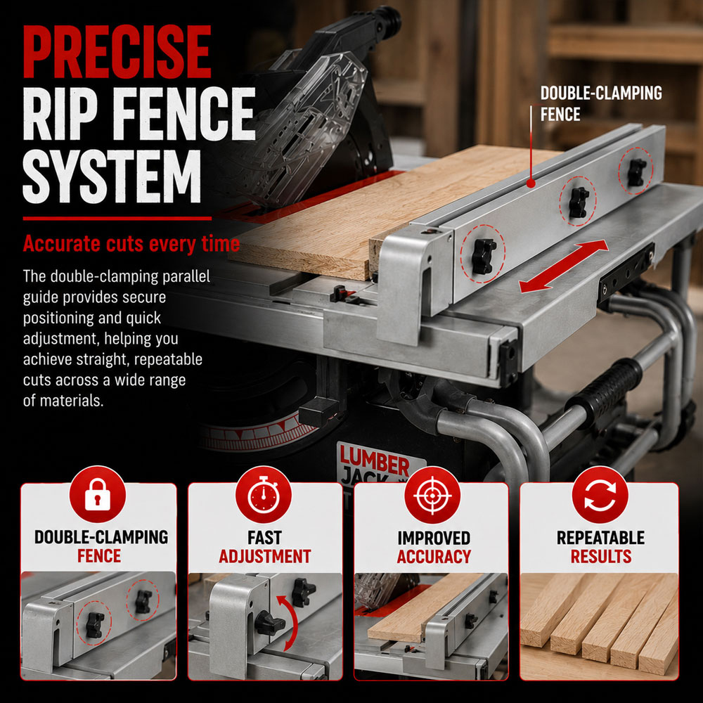 Lumberjack TS254JS 2000W Black Compact Portable Table Saw 254mm Image 3