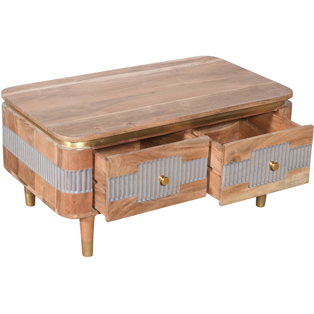 Brooklyn Wilton 2 Drawer Acacia Wood Coffee Table Image 4
