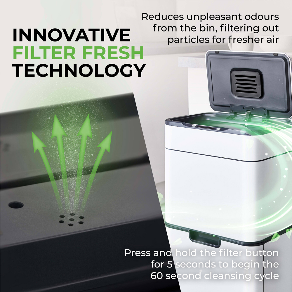 Tower Ozone Recycling White Sensor Bin 50L Image 8