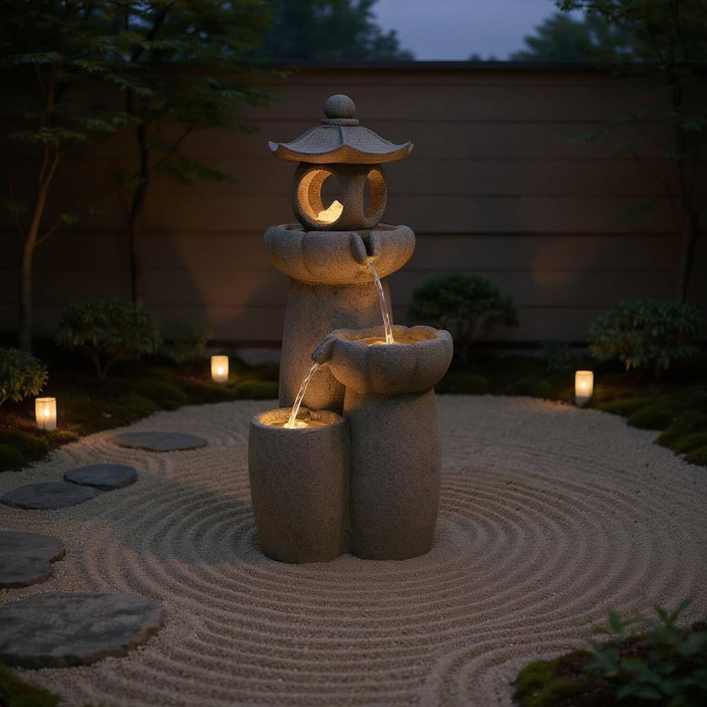Thompson and Morgan Serenity Cascading Pagoda LED Water Feature Image 6