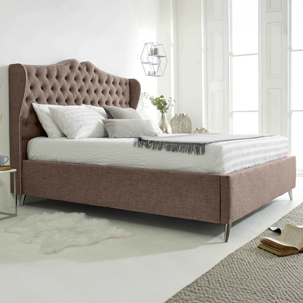 Eleganza Vanessa Single Mineral Grampian Fabric Bed Frame with Headboard Image 1