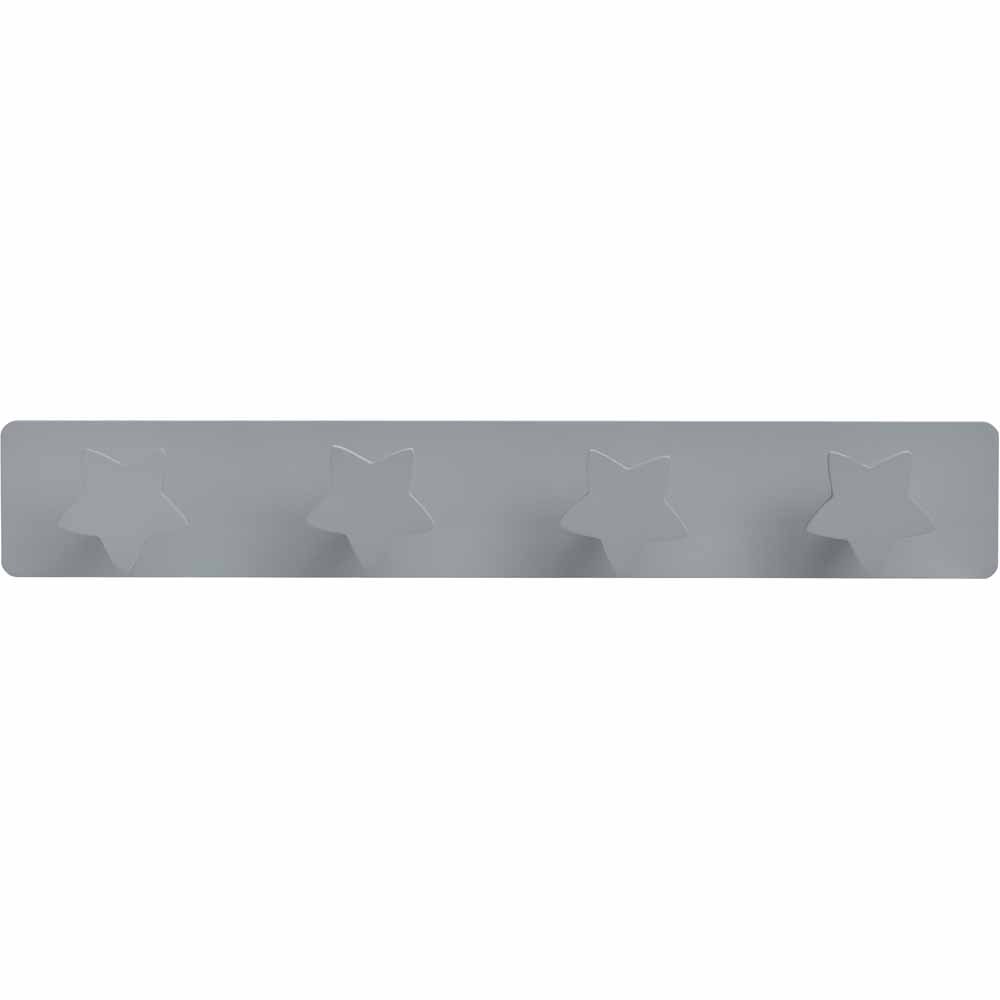 Wilko Grey 4 Hook Clothes Rail with Star Hooks Image 1