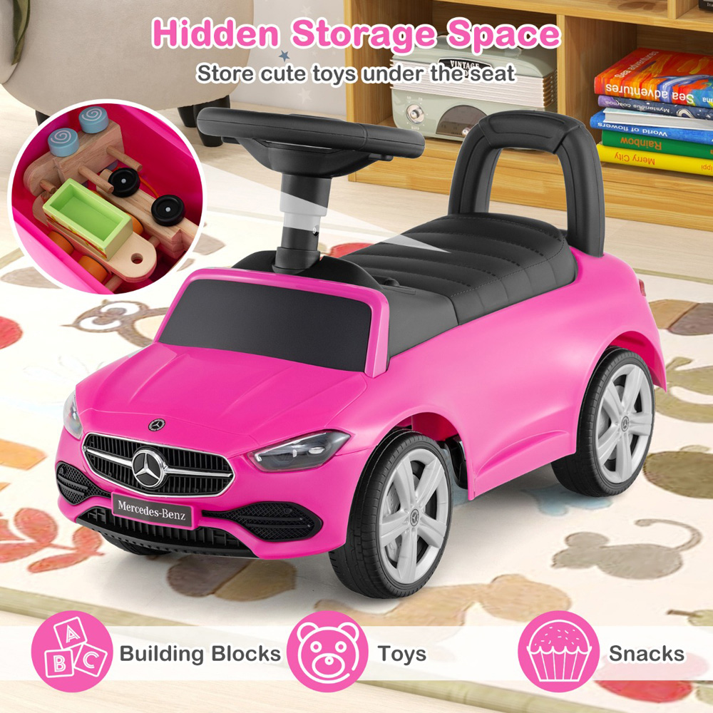 Costway Kids Pink Licensed Mercedes Benz Ride On Sliding Car with Horn and Engine Sound Image 7