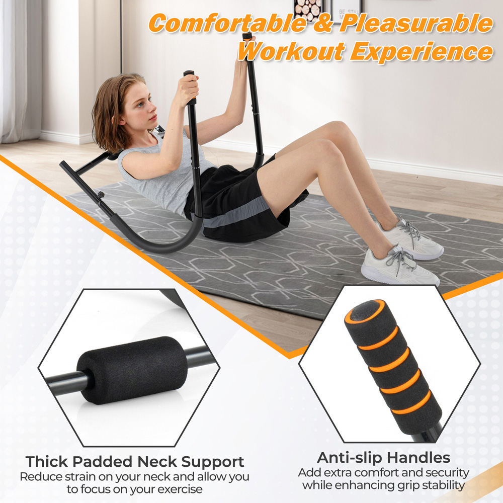 Costway Black Foldable Ab Trainer with Padded Headrest and Handles Image 3