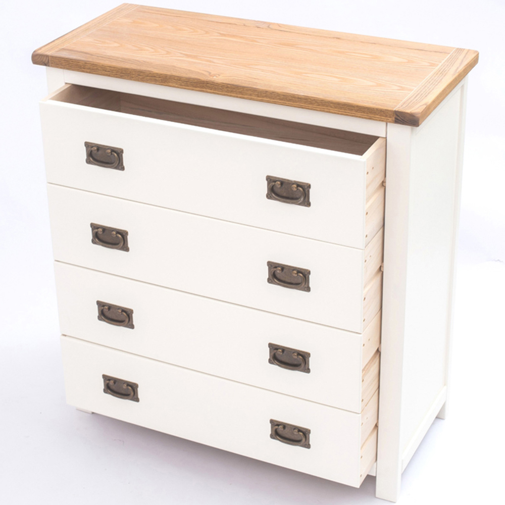 Lovere 4 Drawer Off White Chest of Drawers with Brass Drop Handles Image 5