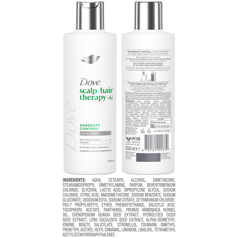 Dove Scalp+Hair Therapy Dandruff Control Salicylic Acid Conditioner 250ml 6 Pack Image 5