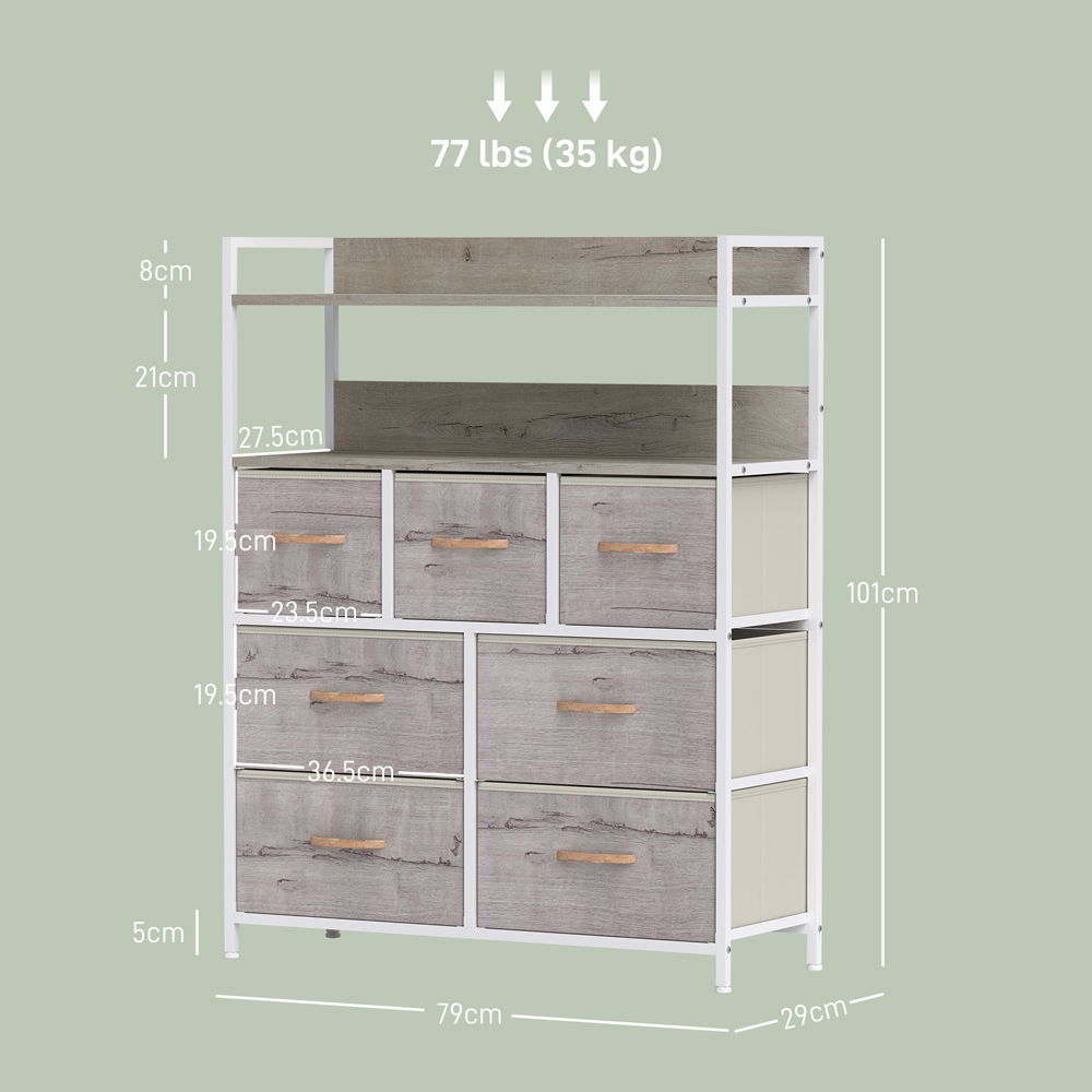 HOMCOM 7 Drawer Natural Bedroom Chest of Drawers Image 9