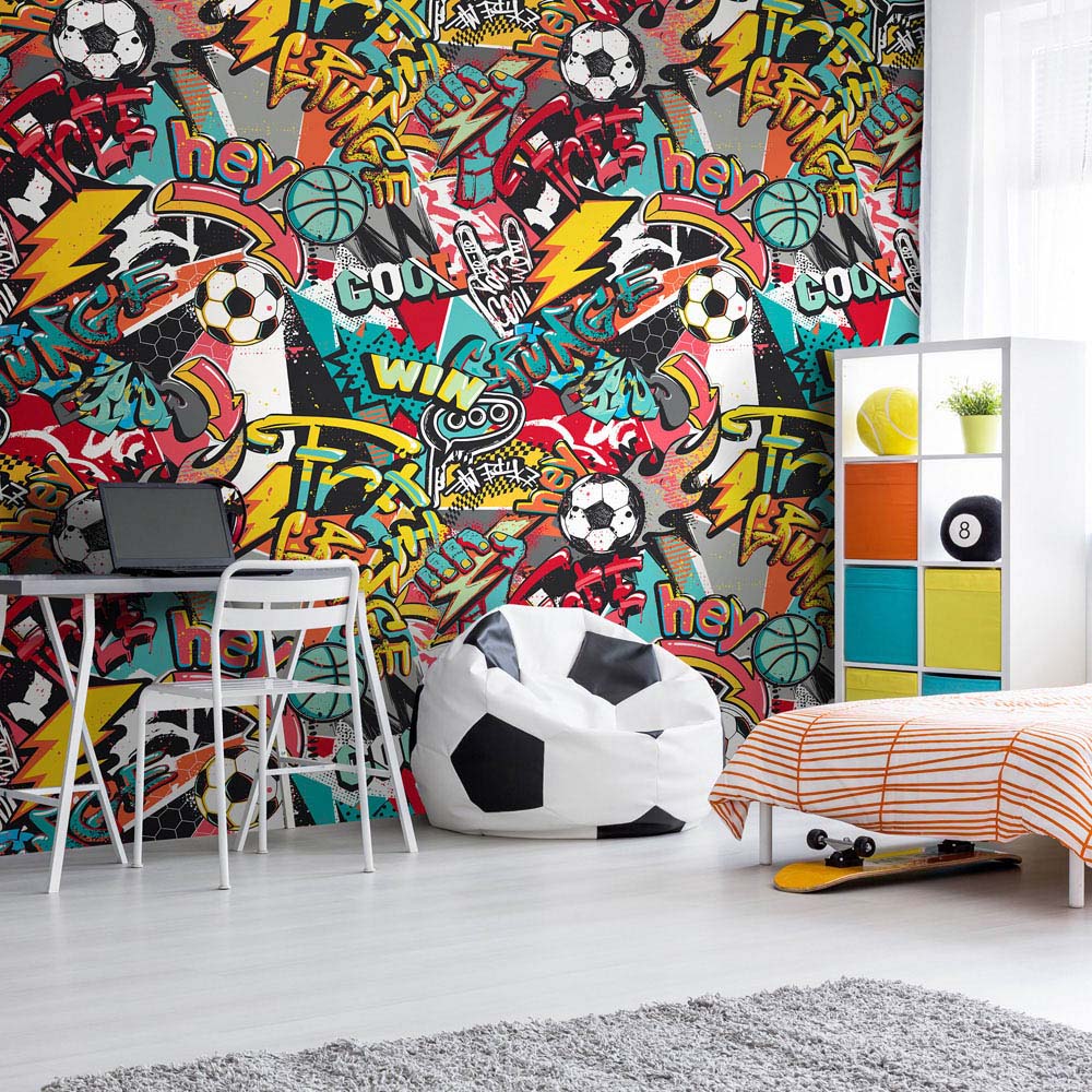 Origin Murals Repeatable Sports Graffiti Red 3 Drop Wall Mural Image 3