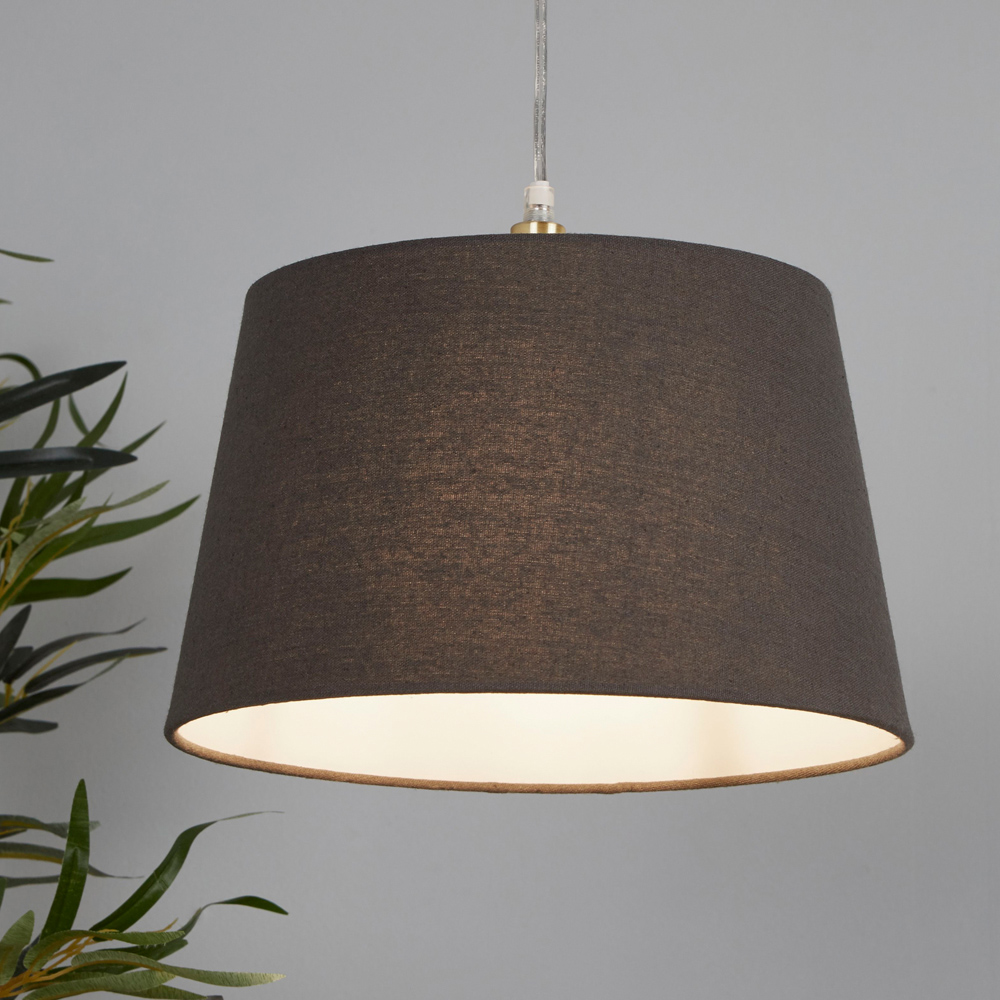 Lighting Collection Underwood Charcoal Grey Linen Tapered Drum Lamp Shade 30cm Image 2