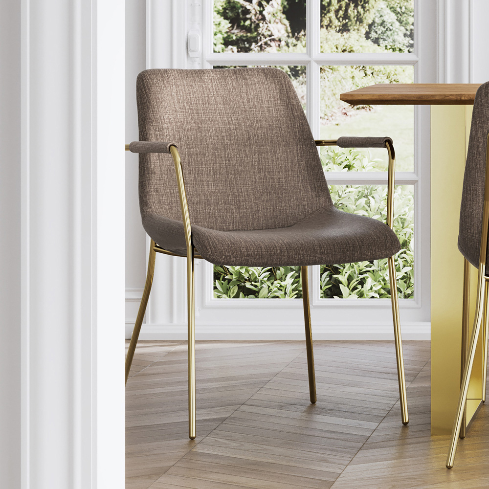 LPD Home Carlo Taupe and Gold and Arms Dining Chair Set of 2 Image 7