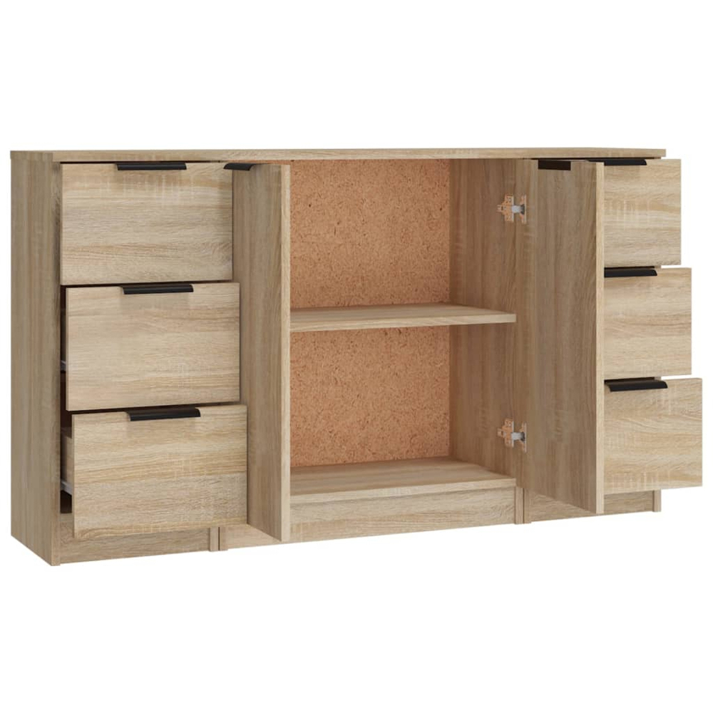 vidaXL 2 Door 6 Drawer Sonoma Oak Sideboard Image 5