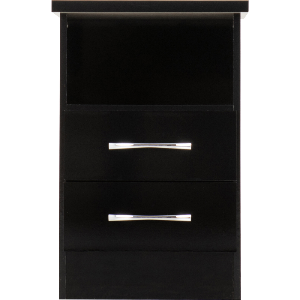 Seconique Nevada 2 Drawer Black Gloss Bedside Table Image 3
