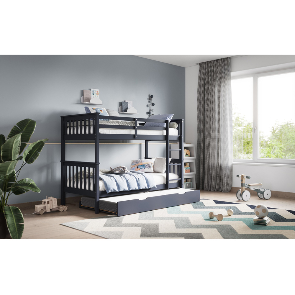 Flair Wooden Grey Zoom Bunk Bed with Trundle Image 5