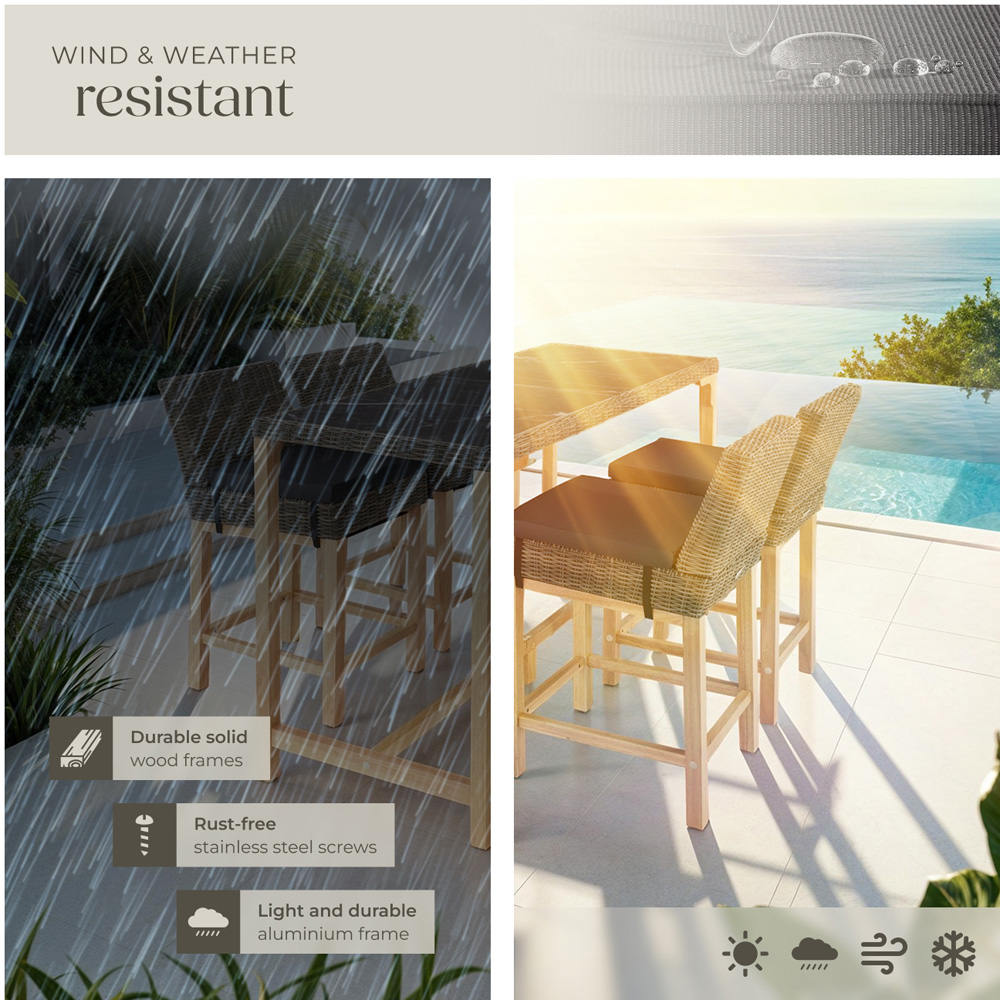tectake Lovas Latina 4 Seater Poly Rattan Garden Bar Dining Table Nature Image 7