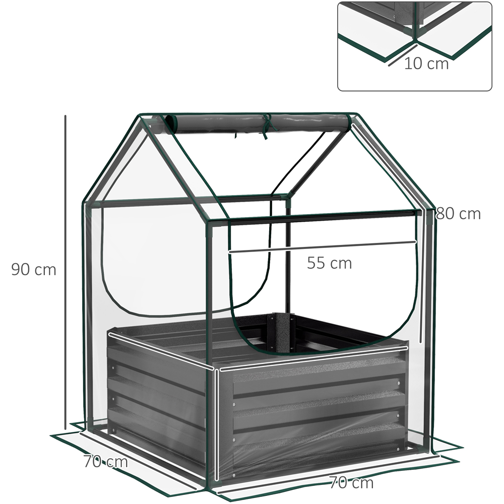 Outsunny Clear and Dark Grey Raised Garden Bed Planter with Greenhouse Image 8