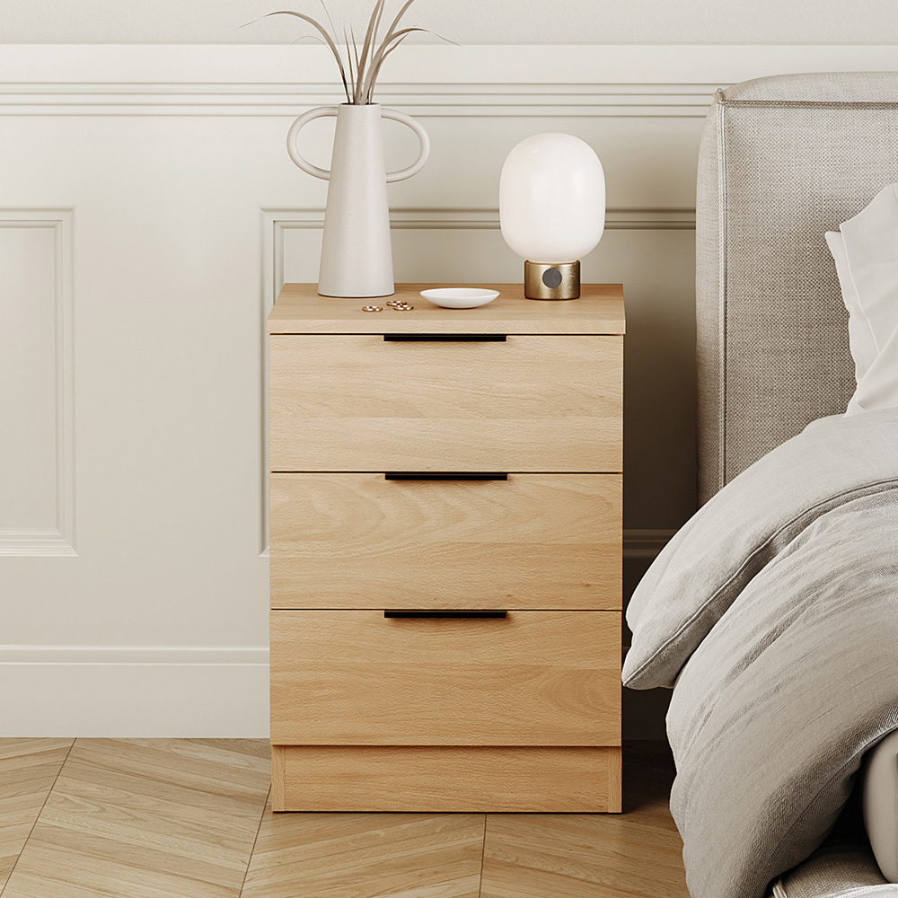 VIDA DESIGNS Terga 3 Drawer Pine Bedside Cabinet Image 3