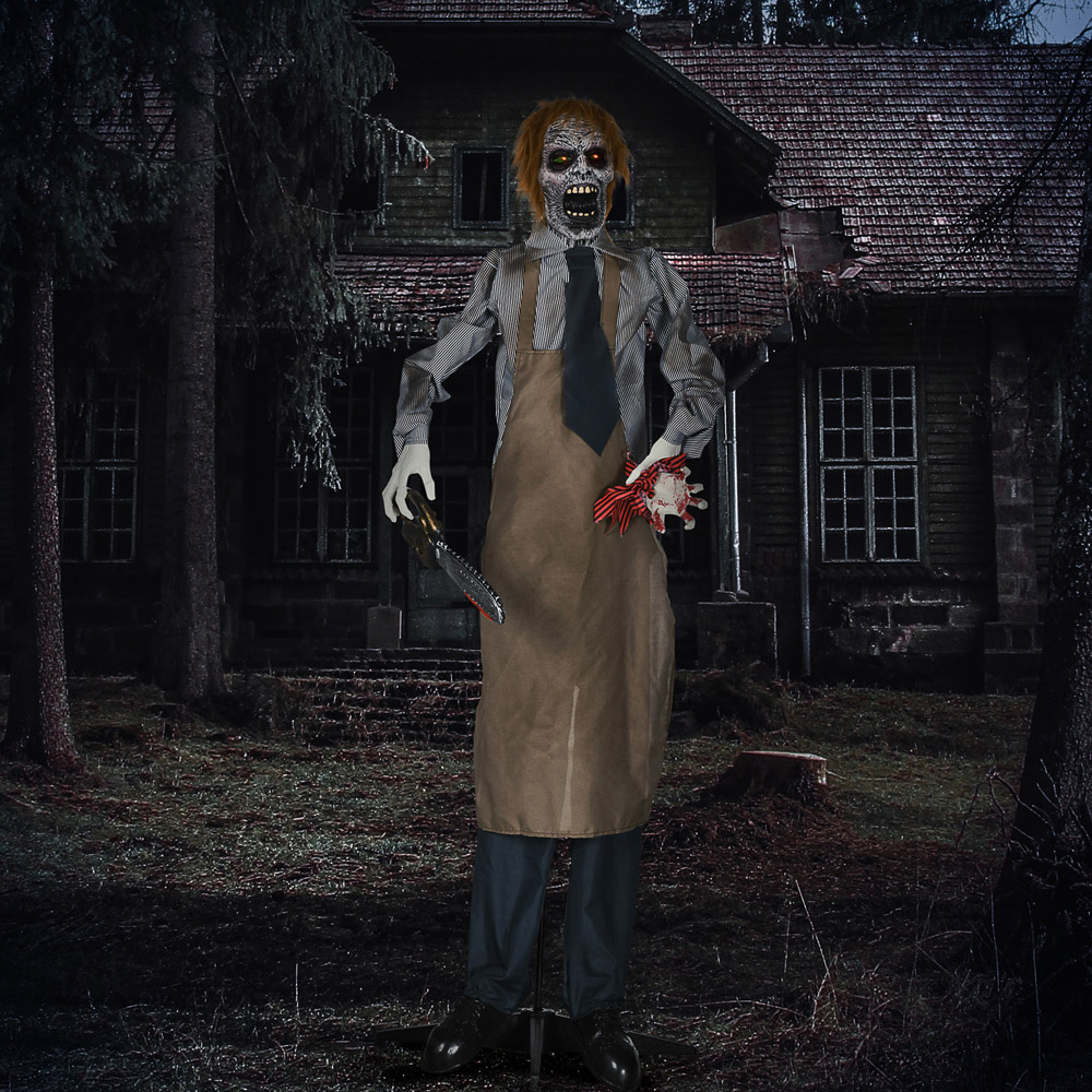 HOMCOM Animatronic Chainsaw Life Size Outdoor Halloween Decoration Image 2