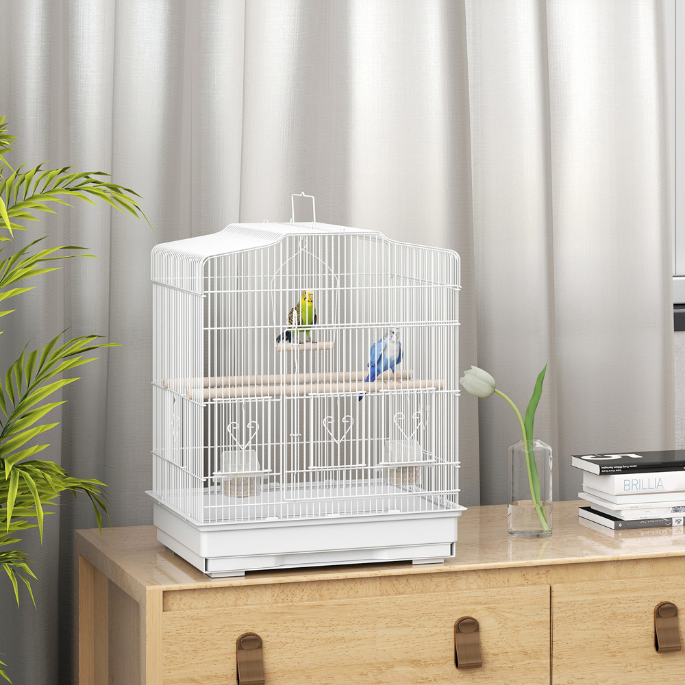 PawHut White Large Bird Cage 59 x 36 x 47cm Image 2