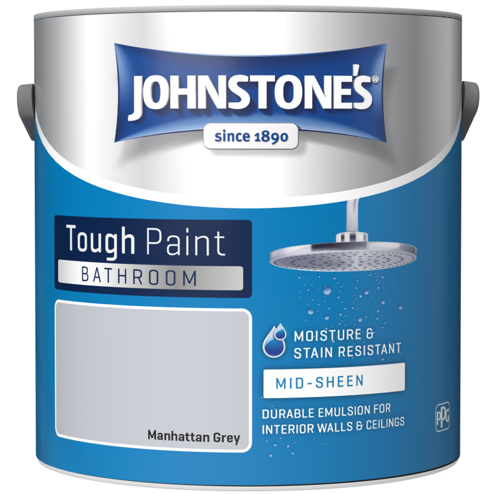 Johnstone's Bathroom Manhattan Grey Mid Sheen Emulsion Paint 2.5L Image 2
