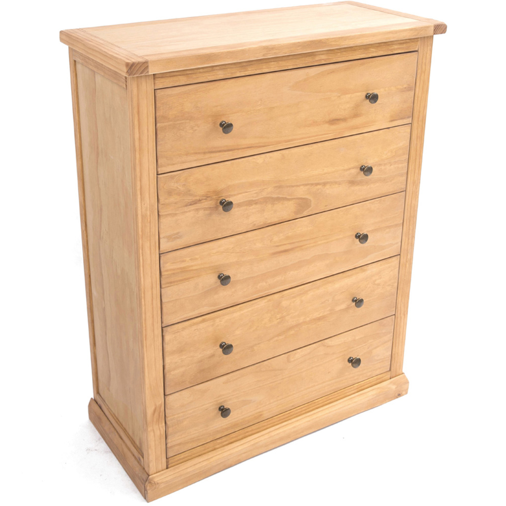 Cabinet Bits Lucca 5 Drawer Brown Brass Knob Chest of Drawers Image 4