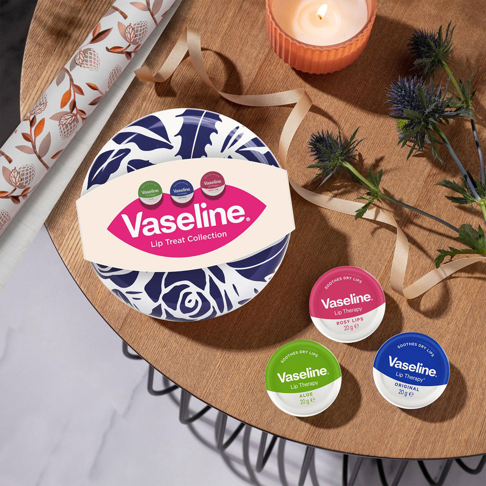 Vaseline Lip Treat Collection Rosy Aloe Original Balm Trio Tin Gift Set 4 Pack Image 2
