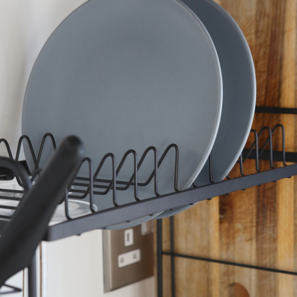 Harbour Housewares 2-Tier Black Metal Dish Drainer Rack with Drip Tray Image 4