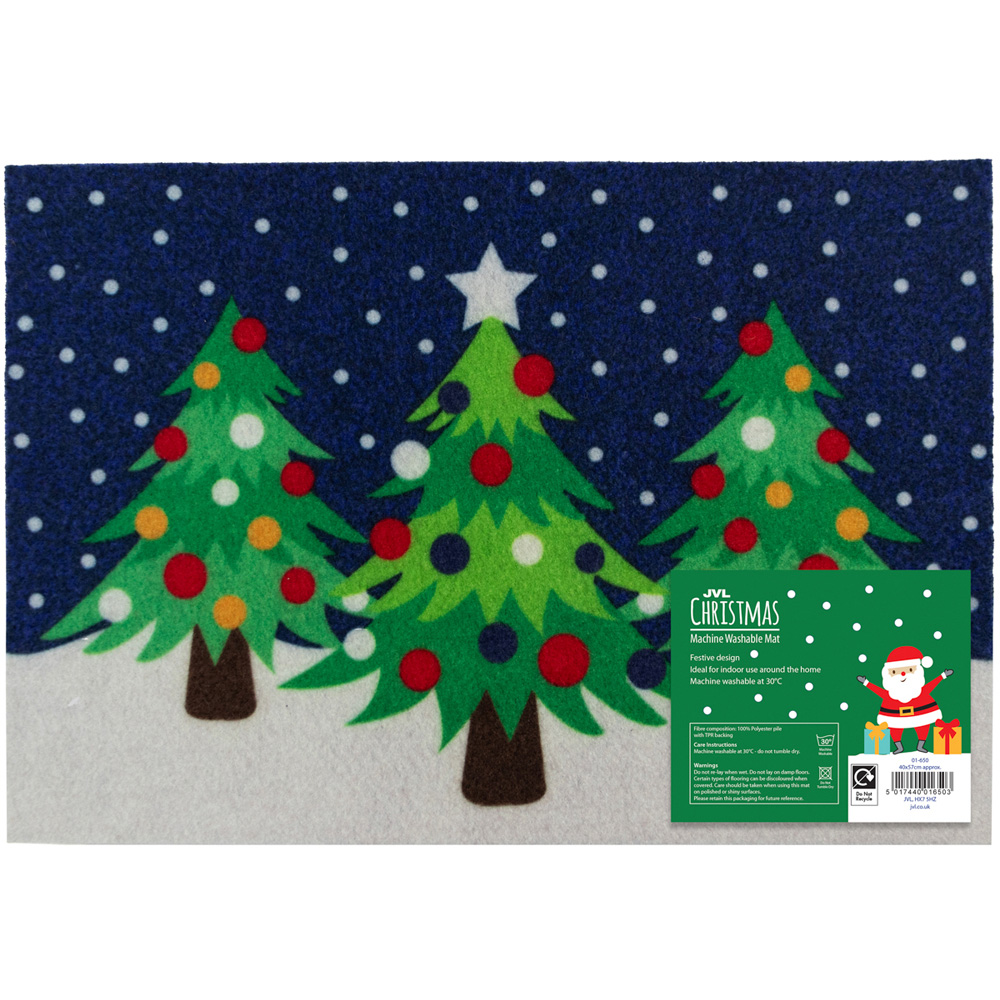 JVL Christmas Tree Machine Washable Door Mat 40 x 57cm Image 3