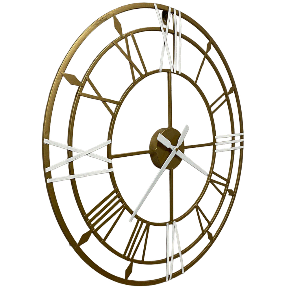 Acacia Home Gold and White Hanging Round Wall Clock 60cm Image 1