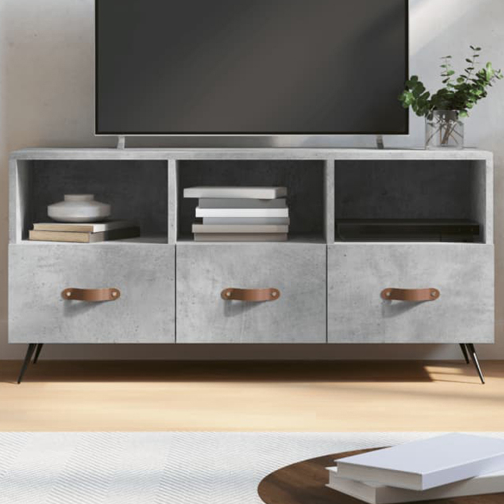 vidaXL 3 Drawer 3 Shelf Concrete Grey TV Cabinet Image 1