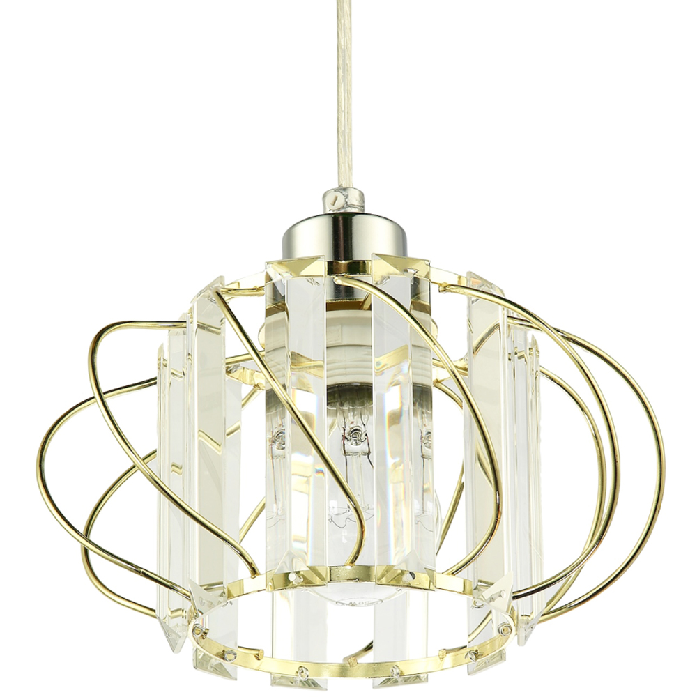 Happy Homewares Gold Frame Pendant Lamp Shade with Acrylic Rectangular Prism Image 5