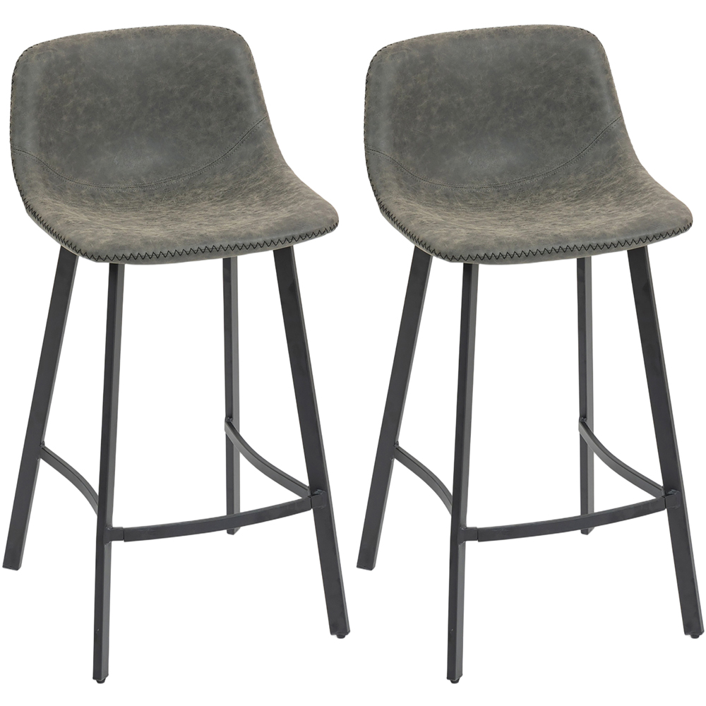 Portland Grey Faux Leather Bar Stool Set of 2 Image 2