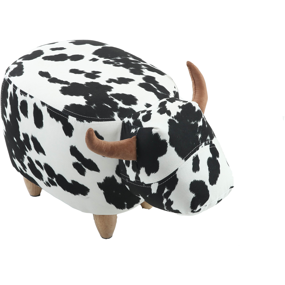 Gardeco Black And White Lulu The Spotted Cow Velvet Footstool Image 3