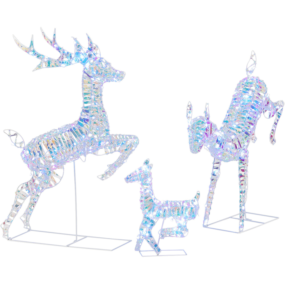 Outsunny 200 Cool White LED 3-Piece Reindeer Family Set Outdoor Christmas Decoration Image 2