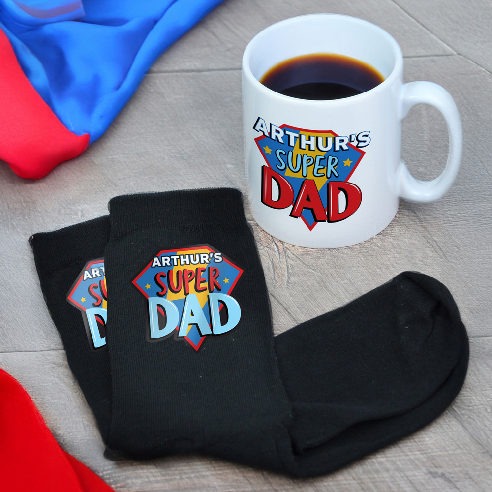 Personalised Memento Company Personalised Super Dad Mug and Socks Set Image 2