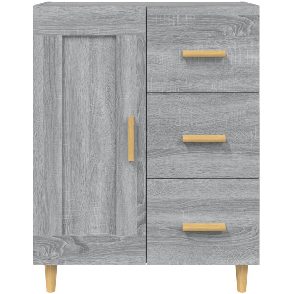 vidaXL Single Door 3 Drawer Grey Sonoma Wooden Sideboard Image 4