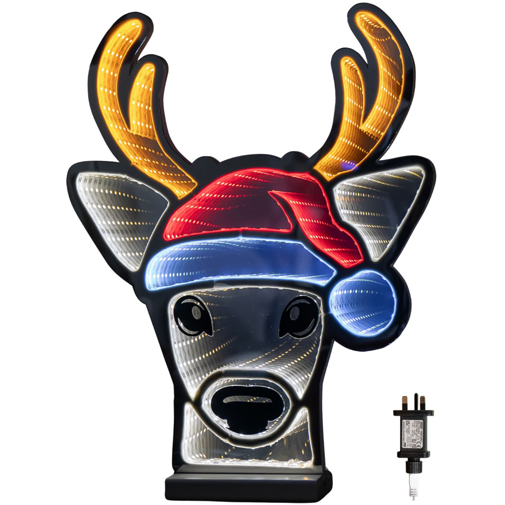 Samuel Alexander Multicolour LED Light Up Deer Head in Santa Hat Infinity Christmas Decoration 40cm Image 9