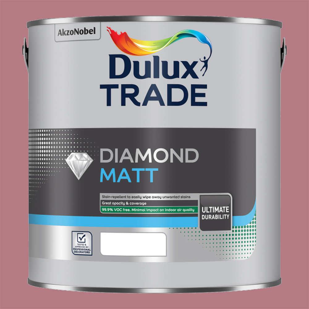 Dulux Trade Raspberry Diva Walls and Ceilings Diamond Matt Paint 5L Image 2