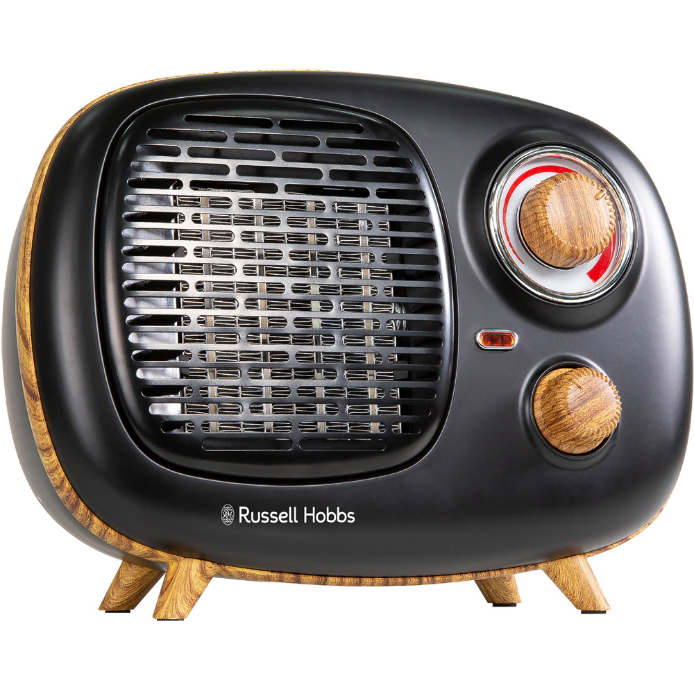 Russell Hobbs RHRETPTC2001WDB Retro Black and Wood Ceramic Heater 1500W Image 1