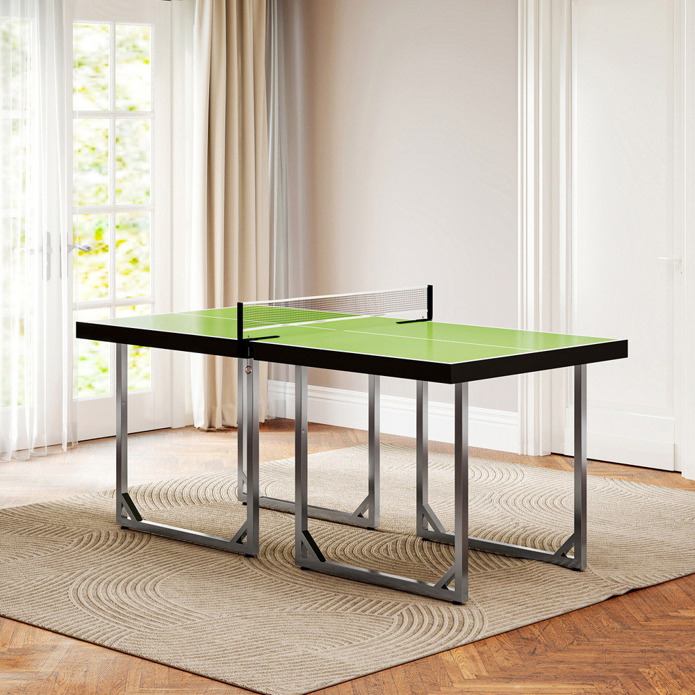 HOMCOM Green Foldable Indoor Tennis Table with Net Image 2
