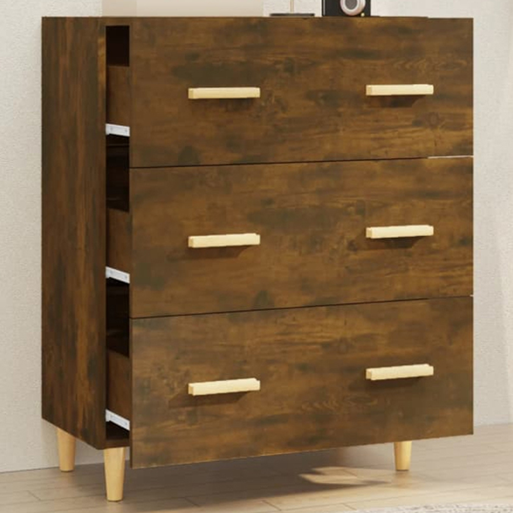 vidaXL 3 Drawer Smoked Oak Sideboard Image 1