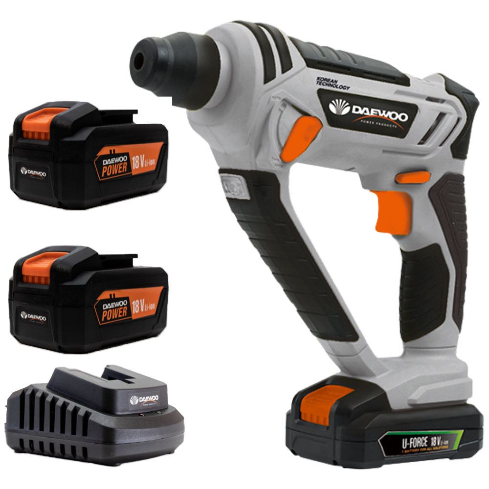 Daewoo U-Force 18V 2 x 4Ah Lithium-Ion Rotary Hammer SDS Drill with Battery Charger Image 1