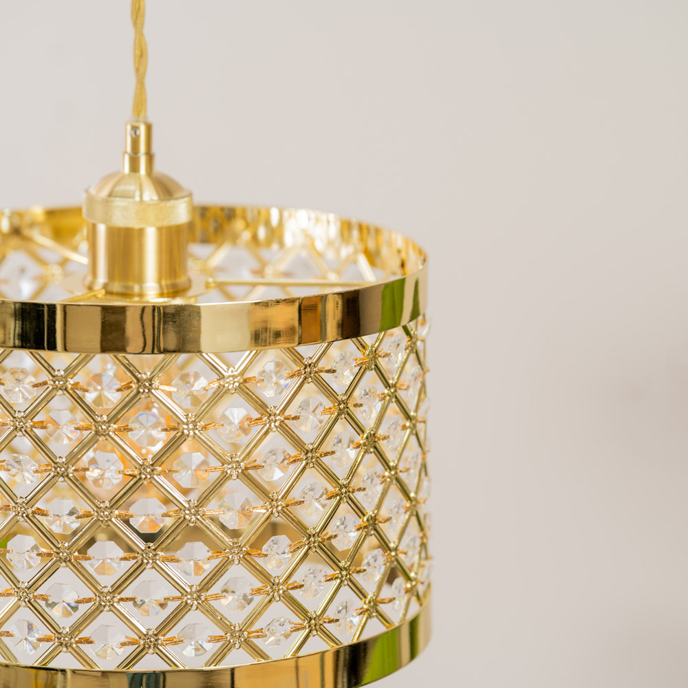 ValueLights Hadley Gold Jewel Light Drum Lamp Shade Image 4