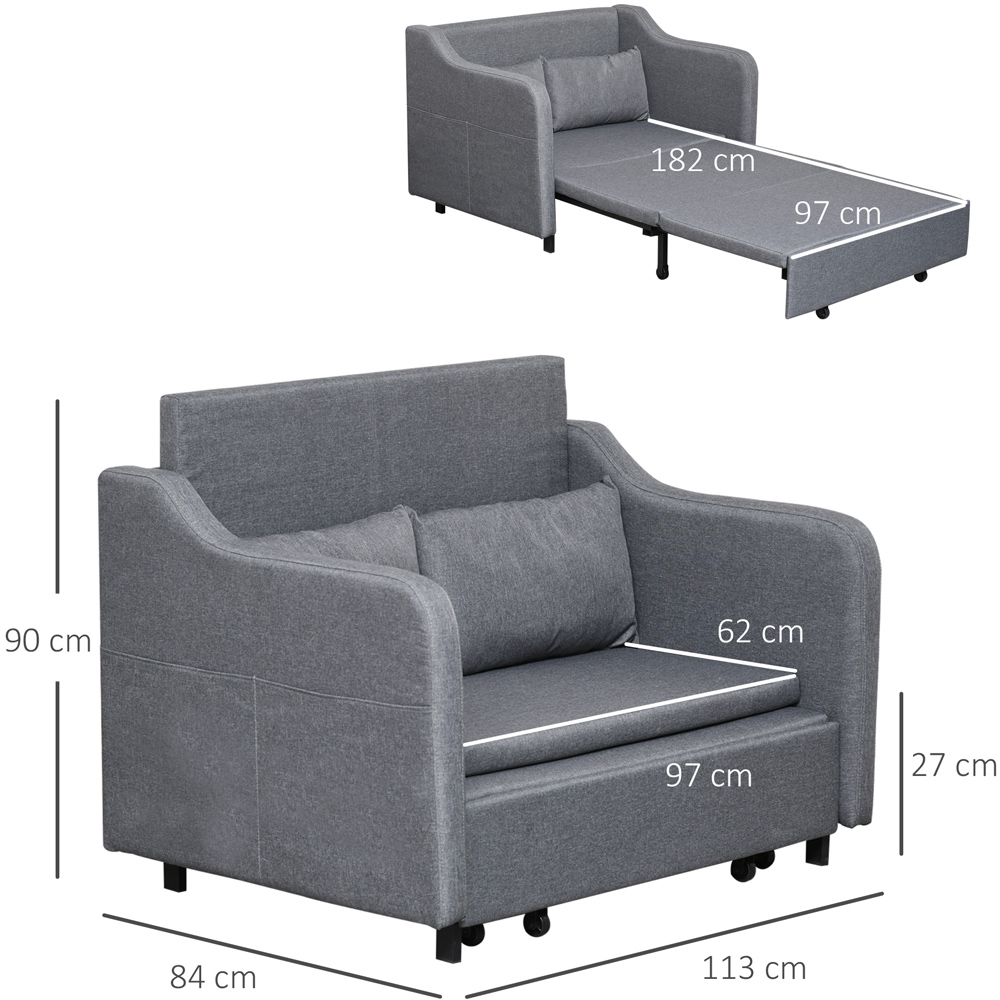 Portland Single Seater Grey Fabric Sofa Bed Image 8