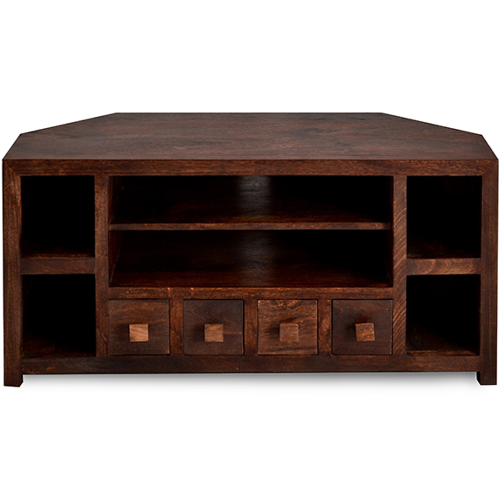 Brooklyn Nihash Toko 4 Drawer 6 Shelf Dark Mango Corner TV Unit Image 4